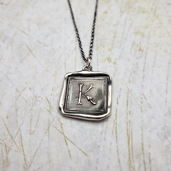 Initial Monogram Wax Seal Pendant