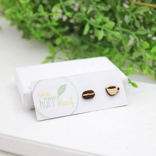 Coffee Cup and Bean Studs