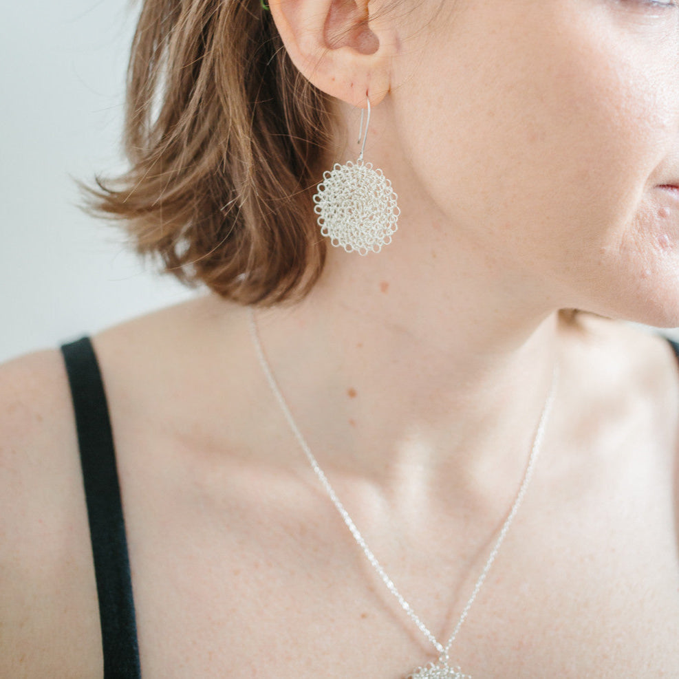 Marisol Crocheted Silver Earrings