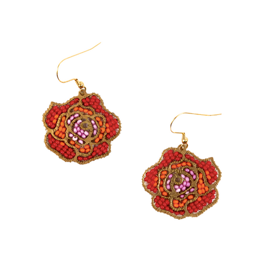 Beaded Rose Earrings