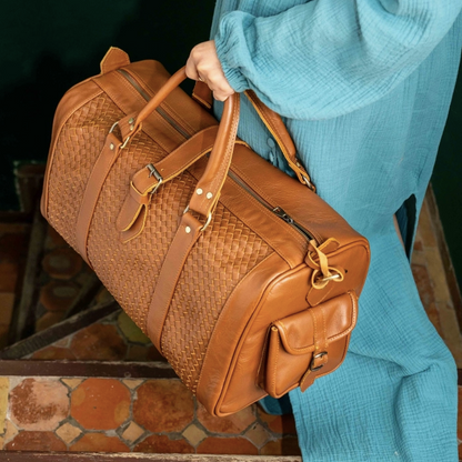 Woven Leather Weekender