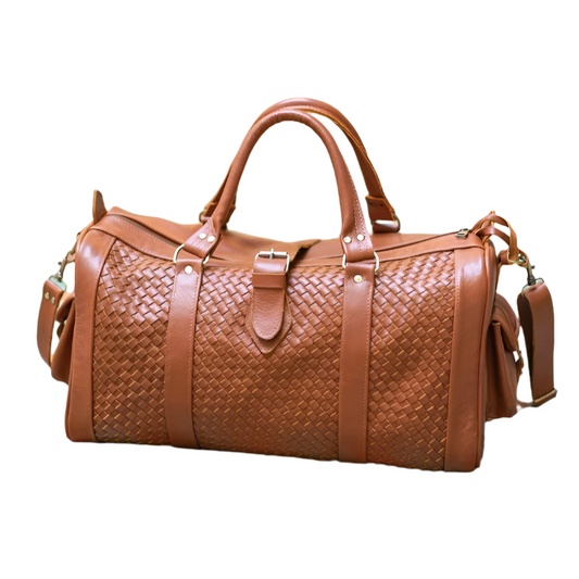 Woven Leather Weekender