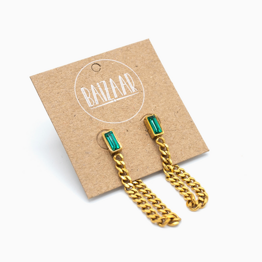 Emerald Chain Earrings