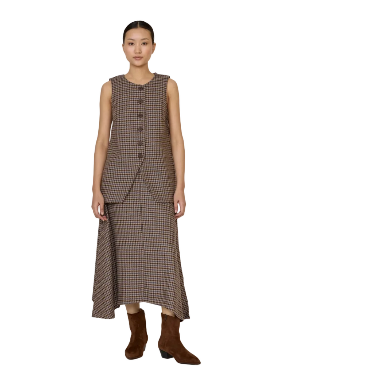 Houndstooth Midi Skirt