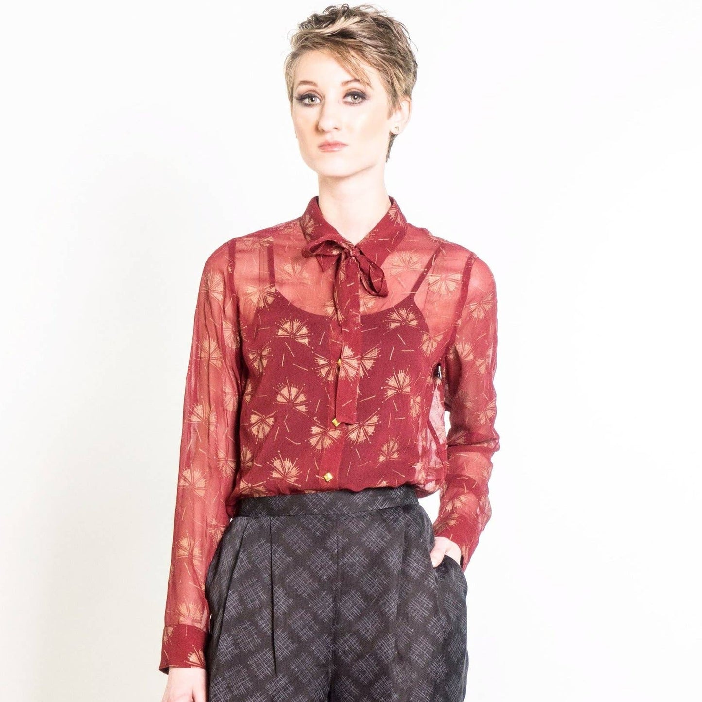 Dancing Fans Button Down Blouse