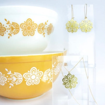 Retro Pyrex Flower Earrings
