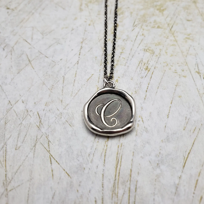 Initial Monogram Wax Seal Pendant