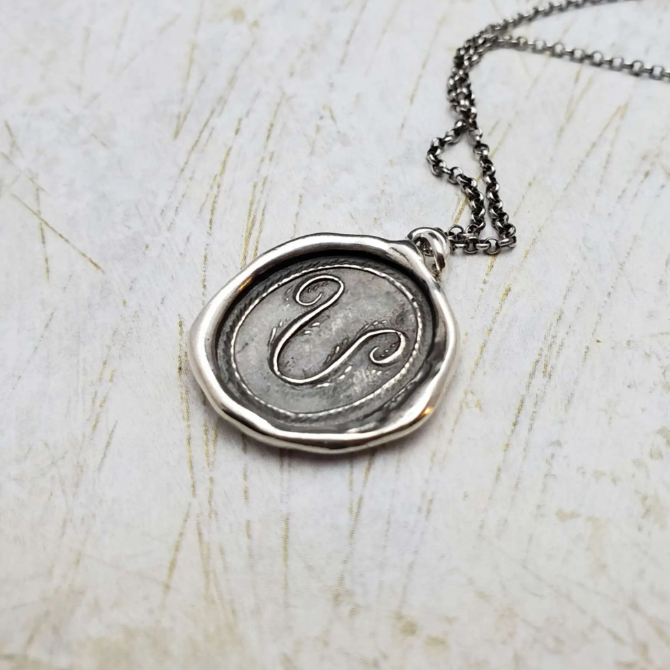 Initial Monogram Wax Seal Pendant