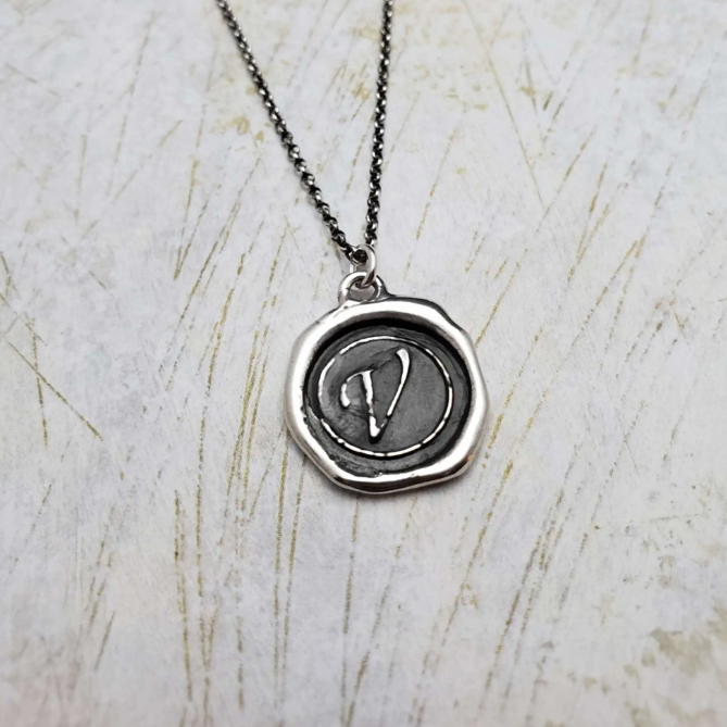 Initial Monogram Wax Seal Pendant