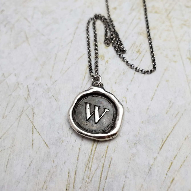 Initial Monogram Wax Seal Pendant