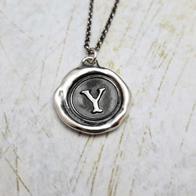 Initial Monogram Wax Seal Necklace