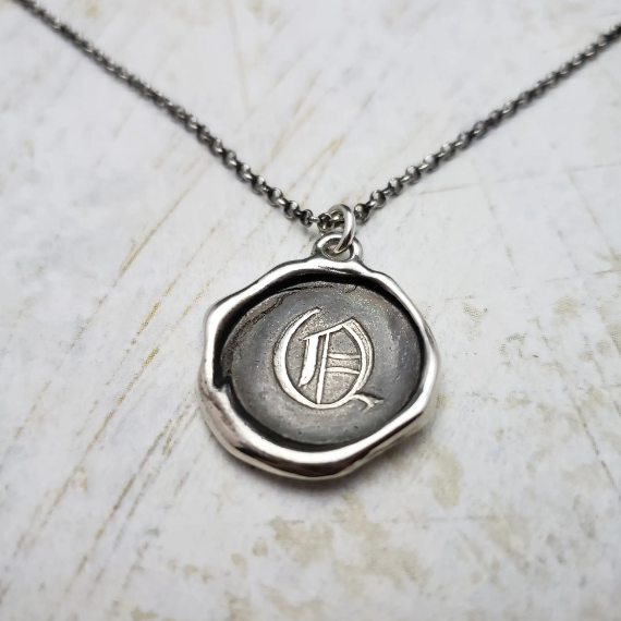 Initial Monogram Wax Seal Pendant