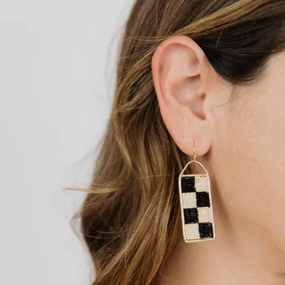 Checker Beaded Earrings