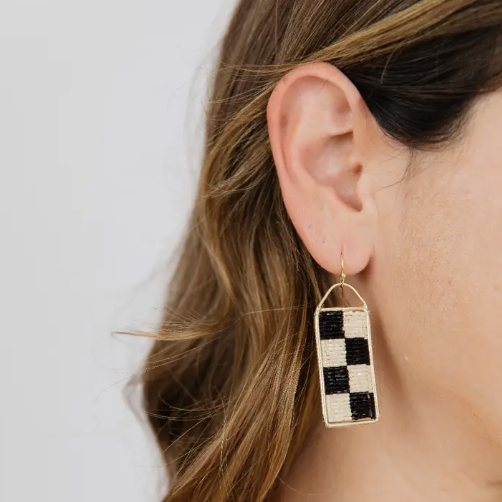 Checker Beaded Earrings