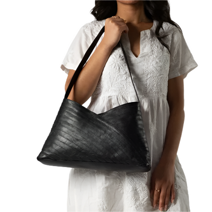 Crisscross Leather Shoulder Bag