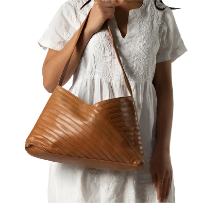 Crisscross Leather Shoulder Bag