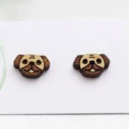 Pug Dog Bamboo Studs