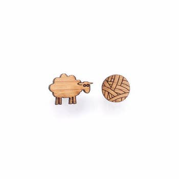 Sheep and Yarn Bamboo Studs